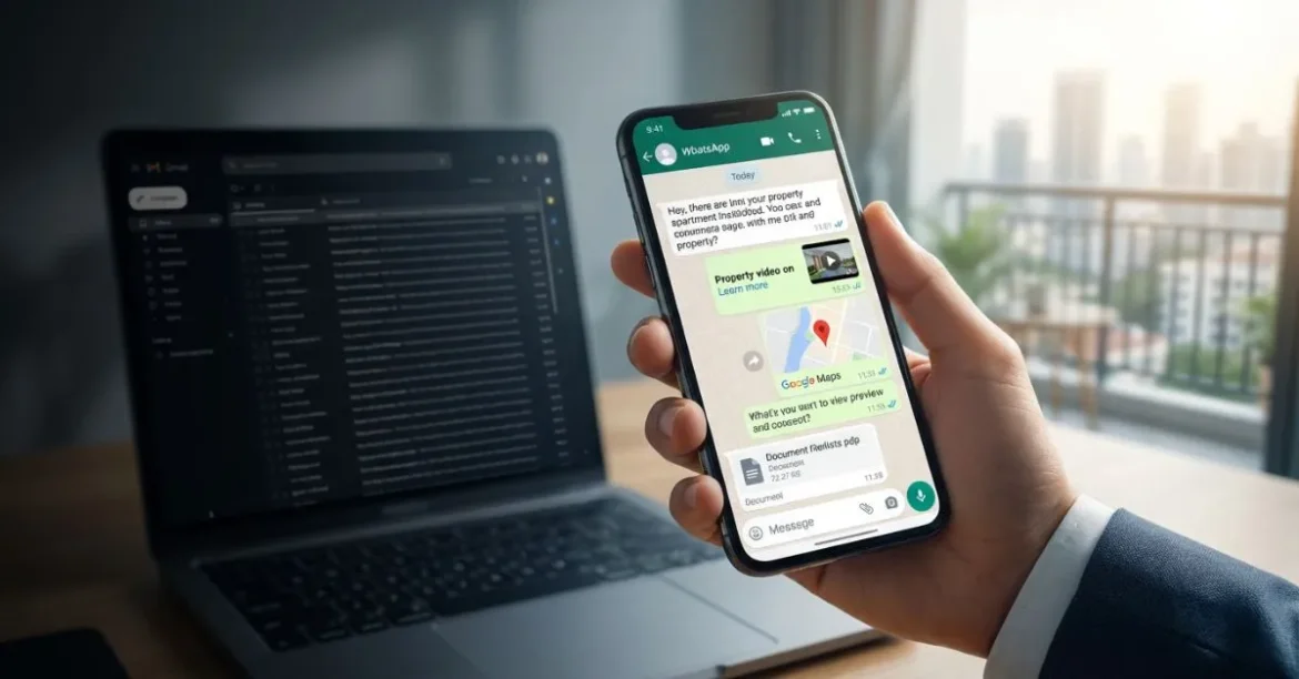 Real estate broker discussing property deal details with client through WhatsApp instead of email | Sirf Broker