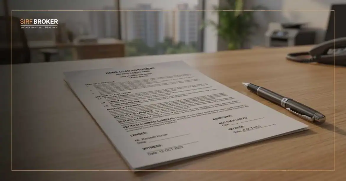 Home loan agreement document on desk representing RBI repo rate impact on housing loan rates in India 2026