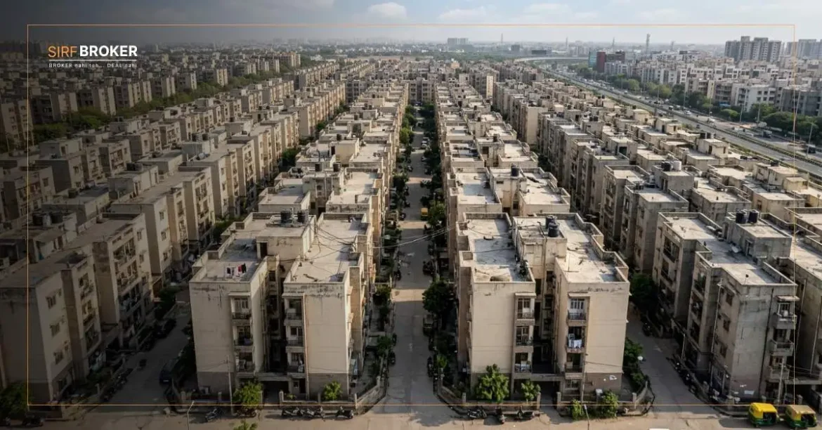 Aerial view of affordable housing colony in India representing the sharp decline in affordable housing launches to 6% in Q2 2026